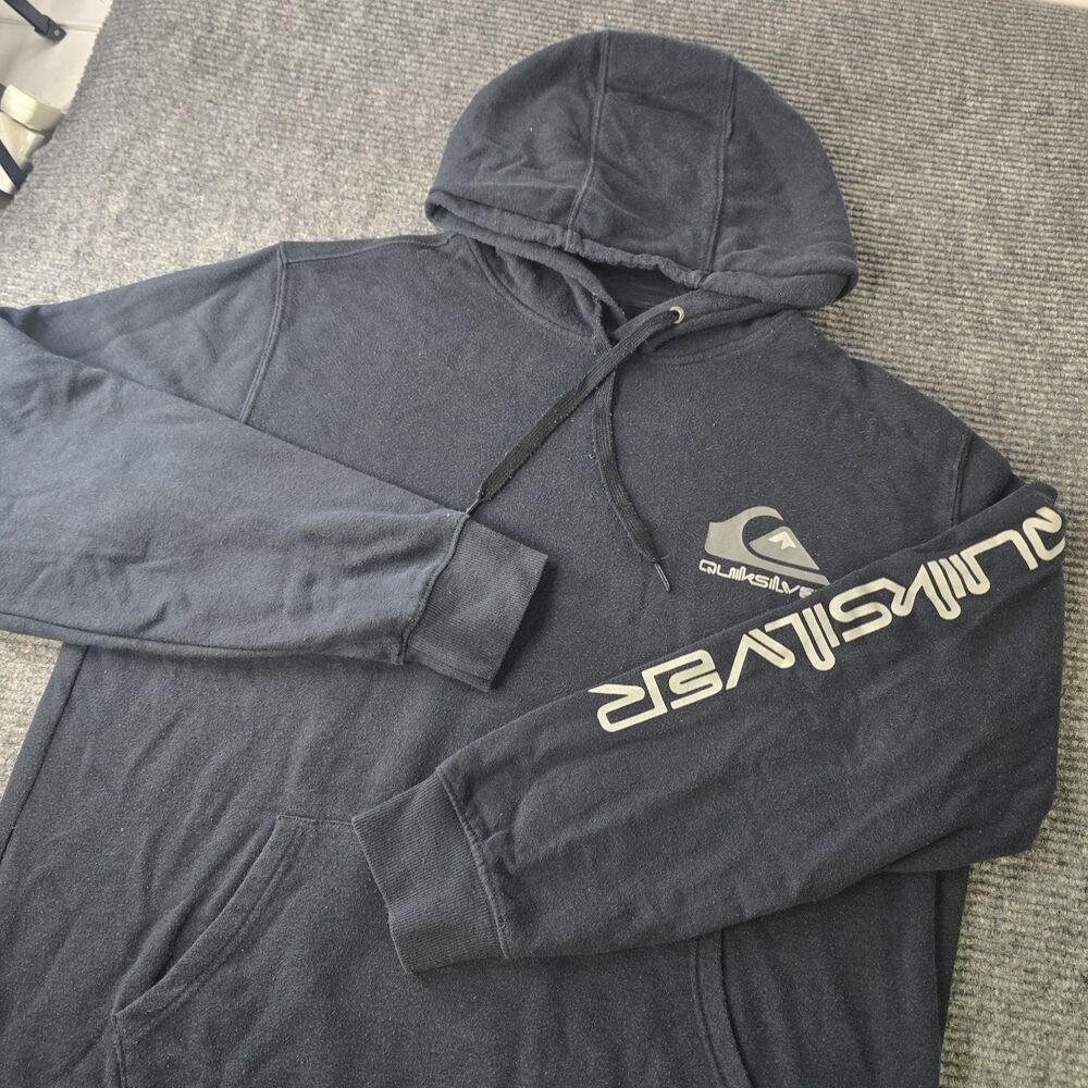 Quiksilver Boarding Company Black Hoodie Pullover Hoodie Men's Size Large Logo
